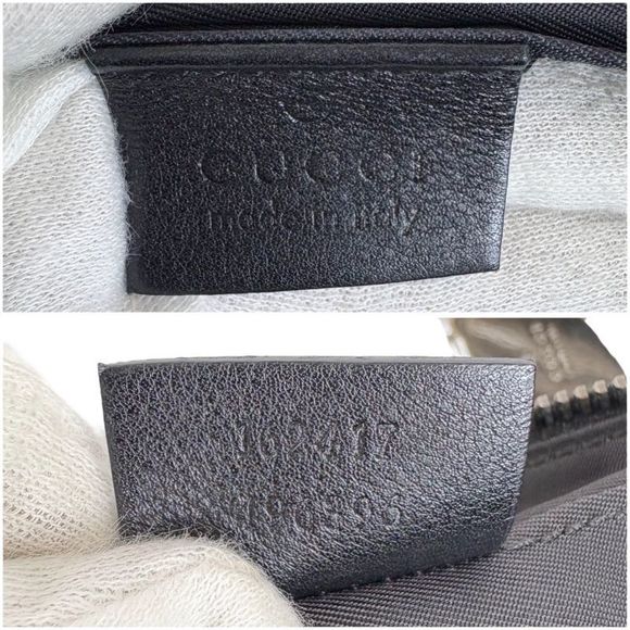 Gucci Crossbody Bag Waist Pouch Black Nylon Striped Leather GG Pattern 162417 - Picture 10 of 11